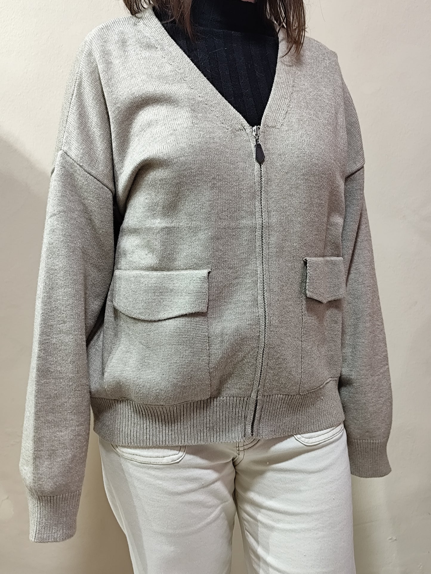 Cárdigan Cremallera con bolsillo delantero