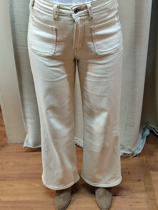 PANTALÓN TEJANO BEIGE ANCHO